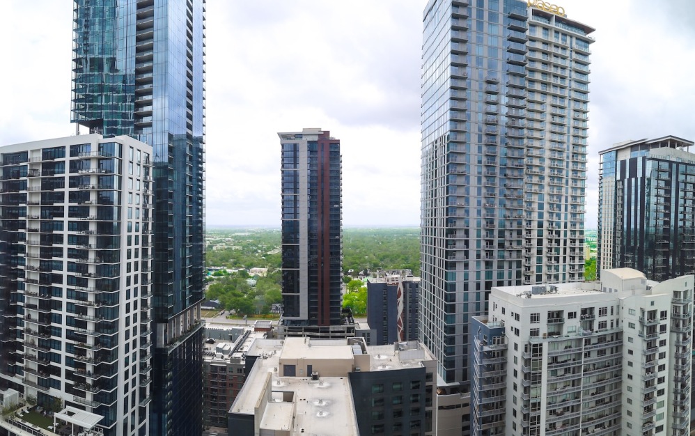 a city with large buildings