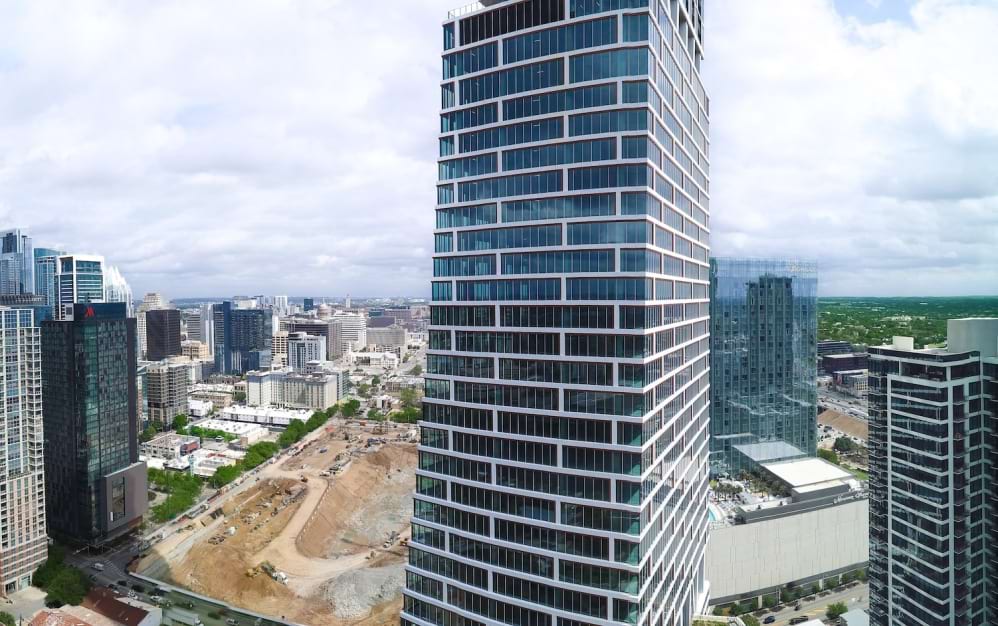 an aerial view of a city