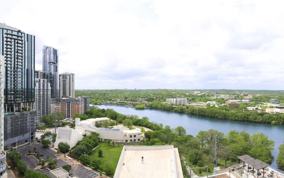 an aerial view of a city