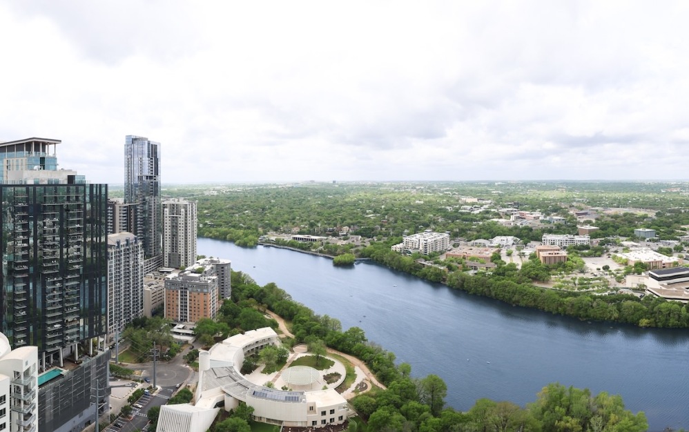 an aerial view of a city