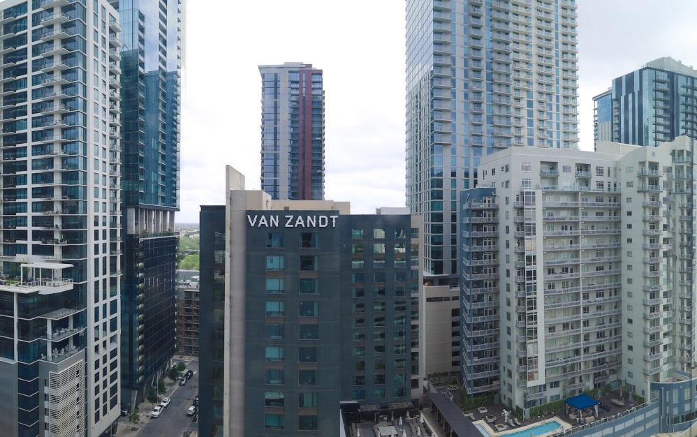 a city with large buildings