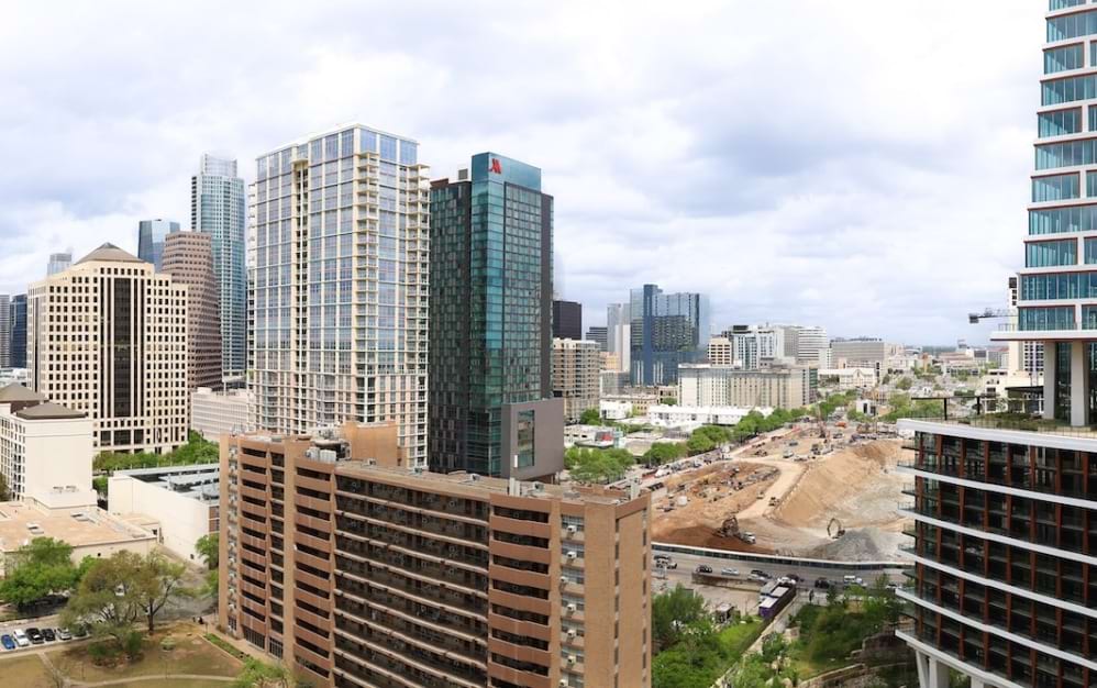 a city with large buildings