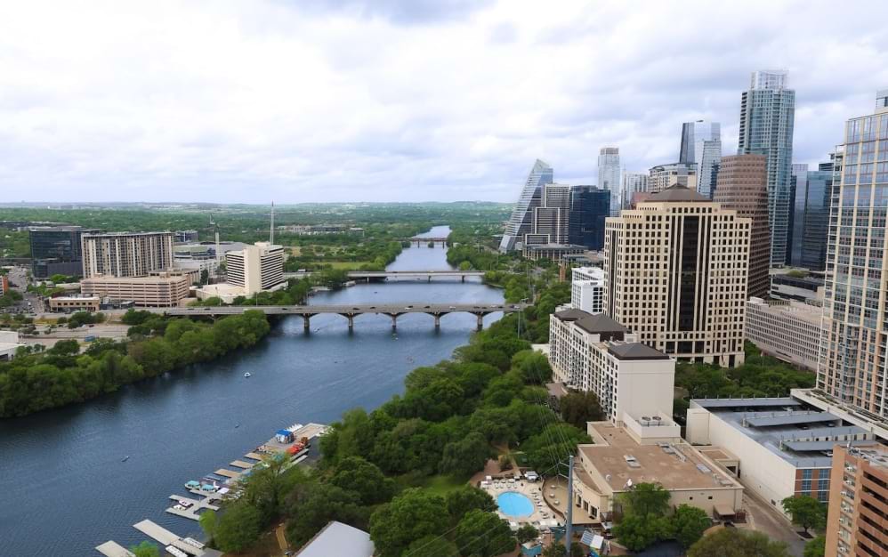 an aerial view of a city