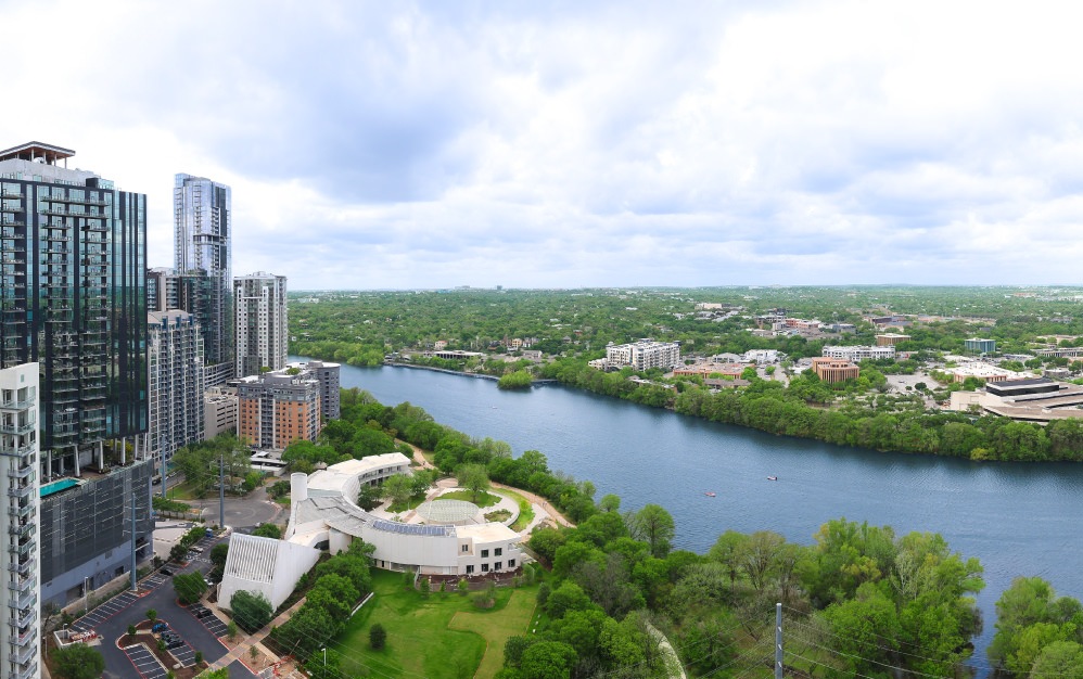 an aerial view of a city
