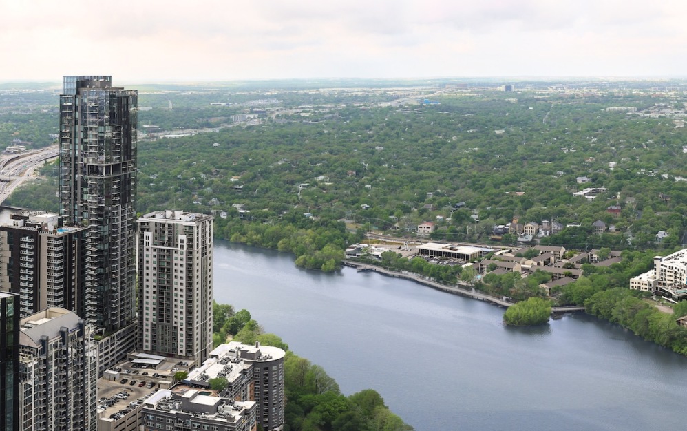 an aerial view of a city