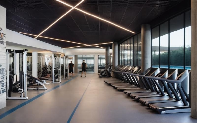 a gym with exercise equipment